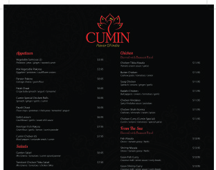 Cumin Menu